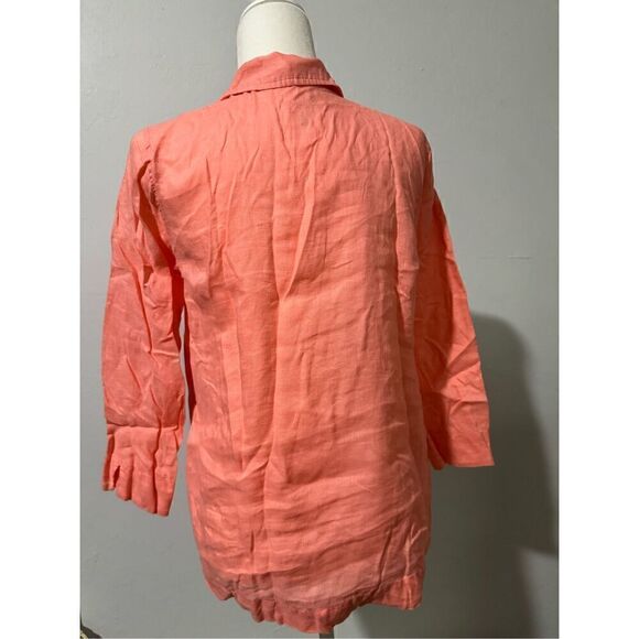 Lilly Pulitzer Gasparilla tunic 100% Linen orange 3/4 sleeve S - Picture 6 of 6